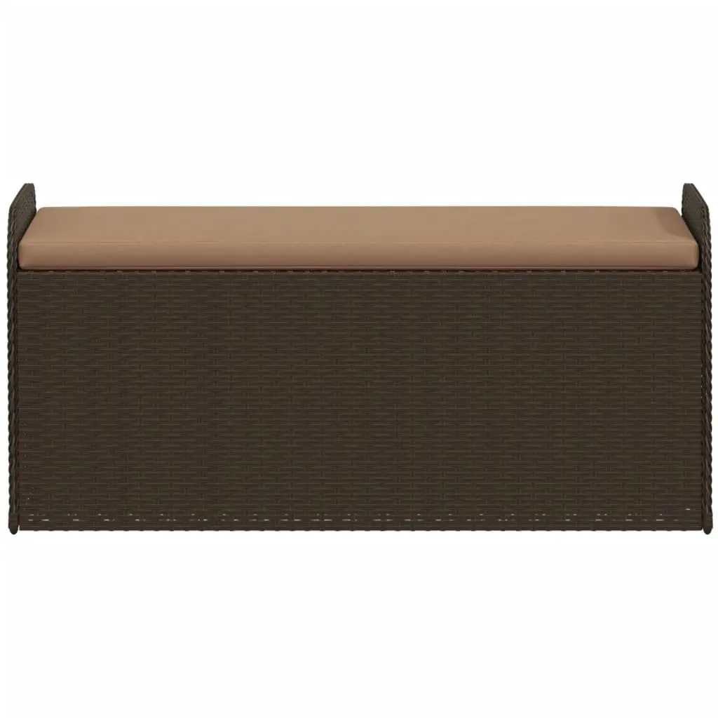 Outdoor Storage Bench Garden Seating 115 x 51 x 52 cm Brown Poly Rattan