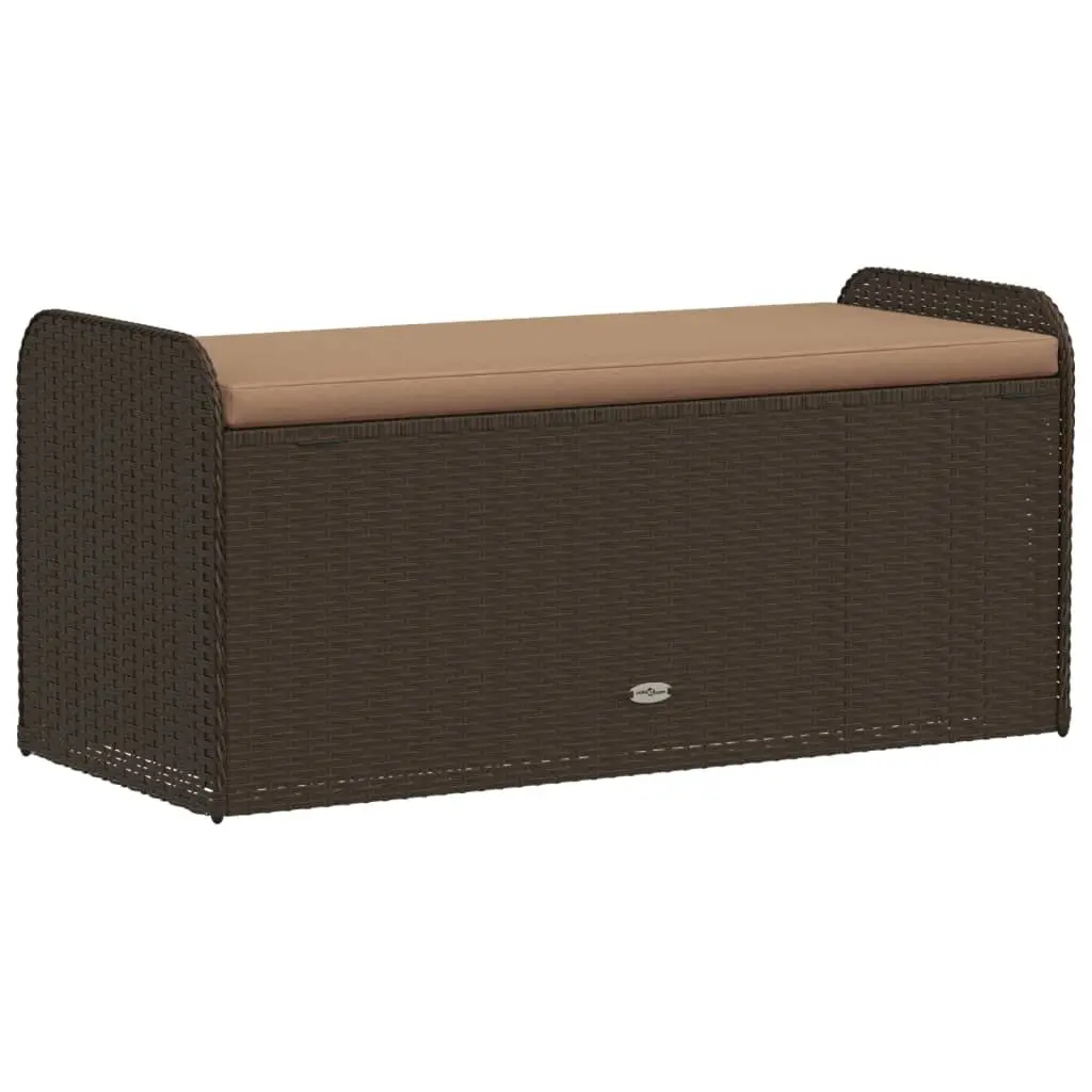 Outdoor Storage Bench Garden Seating 115 x 51 x 52 cm Brown Poly Rattan