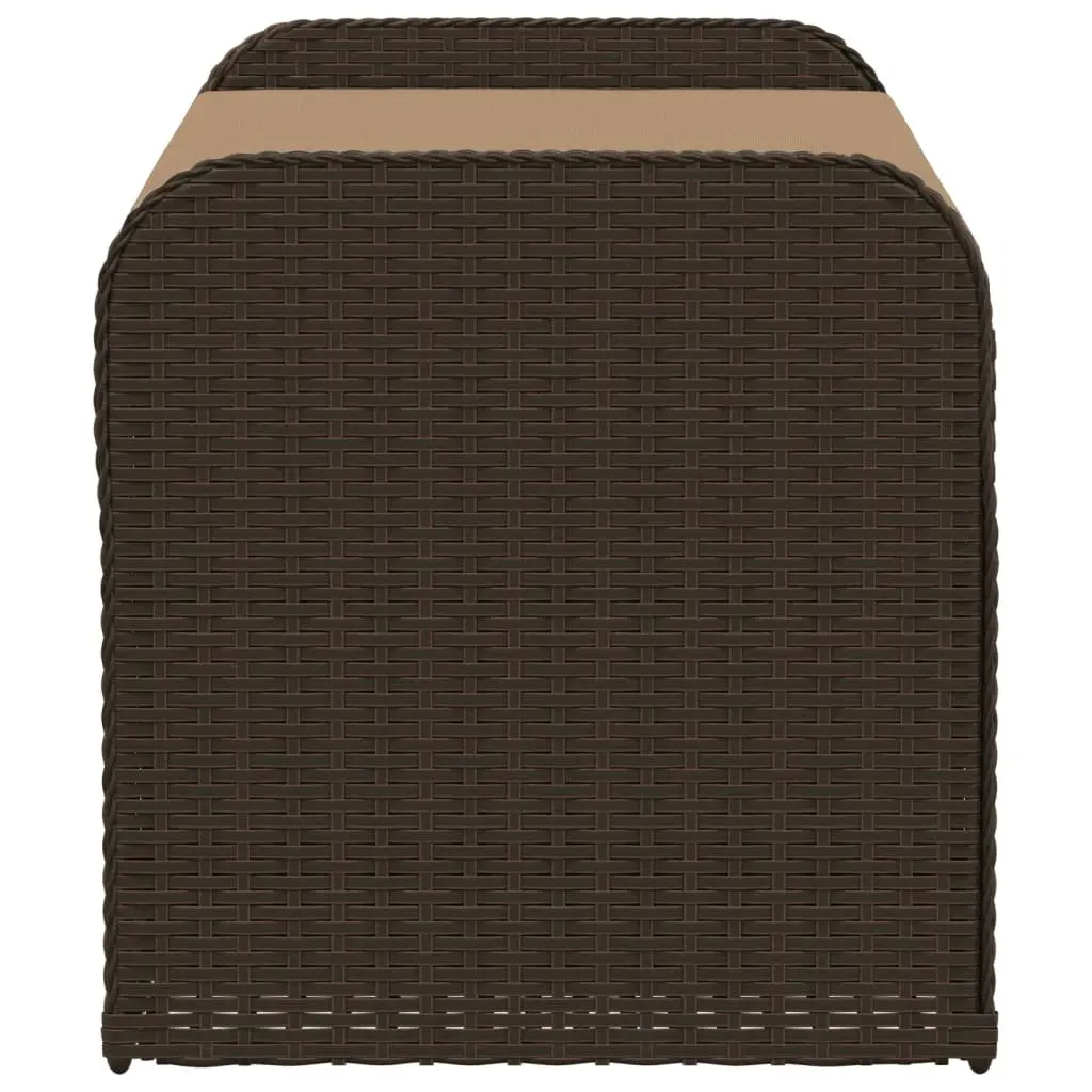 Outdoor Storage Bench Garden Seating 115 x 51 x 52 cm Brown Poly Rattan