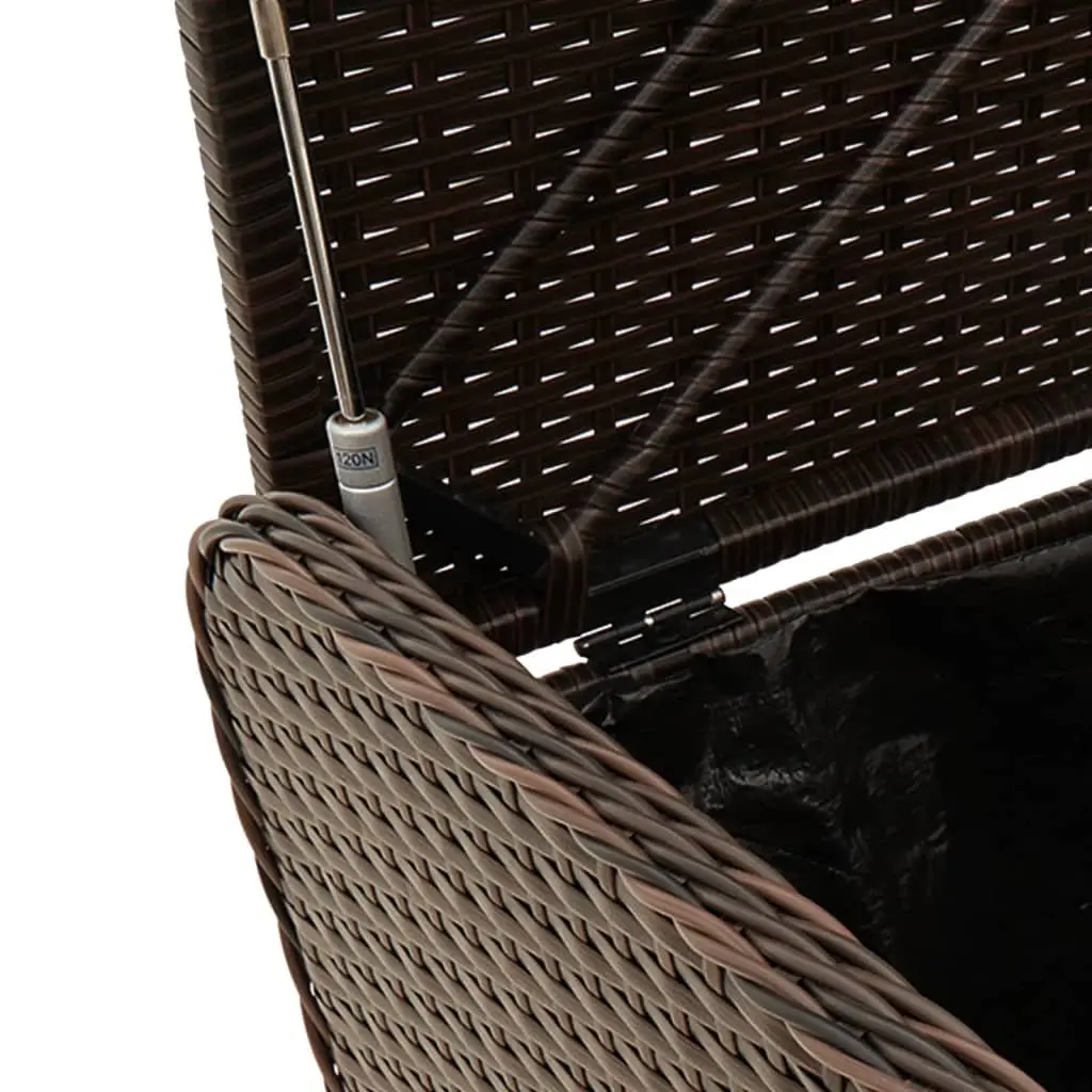 Outdoor Storage Bench Garden Seating 115 x 51 x 52 cm Brown Poly Rattan