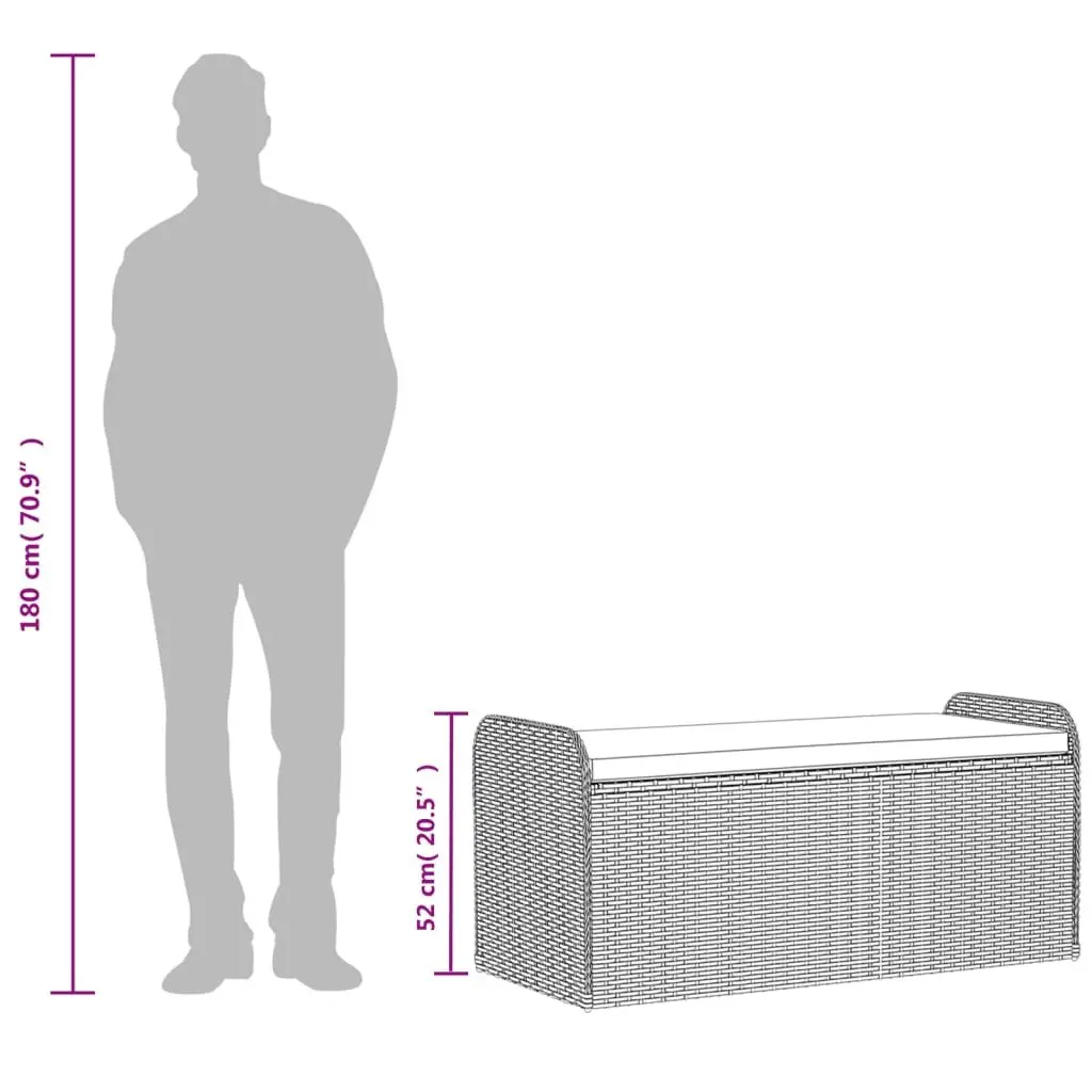 Outdoor Storage Bench Garden Seating 115 x 51 x 52 cm Brown Poly Rattan