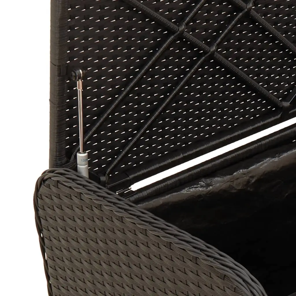 Outdoor Storage Bench Black Seating 80 x 51 x 52 cm PE Rattan with Cushion