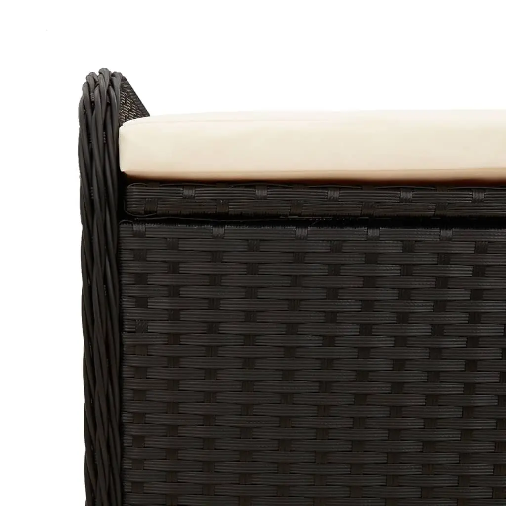 Outdoor Storage Bench Black Seating 80 x 51 x 52 cm PE Rattan with Cushion