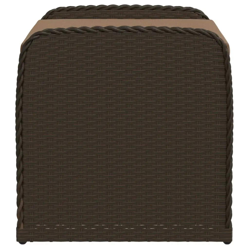 Outdoor Storage Bench with Cushion Brown Garden Seating Poly Rattan Organizer