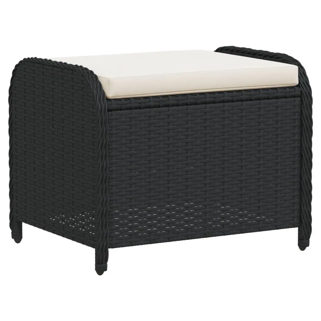 Garden Stool Outdoor Foot Rest 58 x 46 x 46 cm Black Poly Rattan