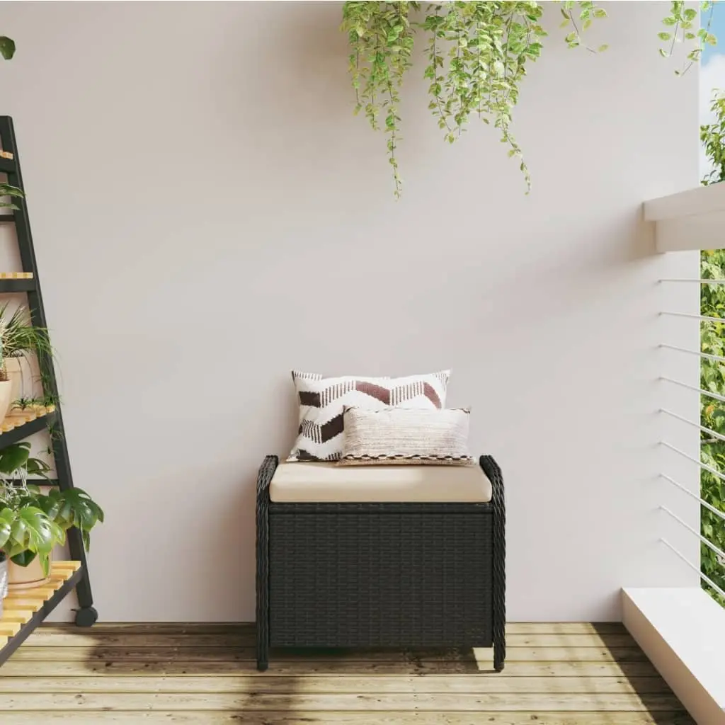 Garden Stool Outdoor Foot Rest 58 x 46 x 46 cm Black Poly Rattan