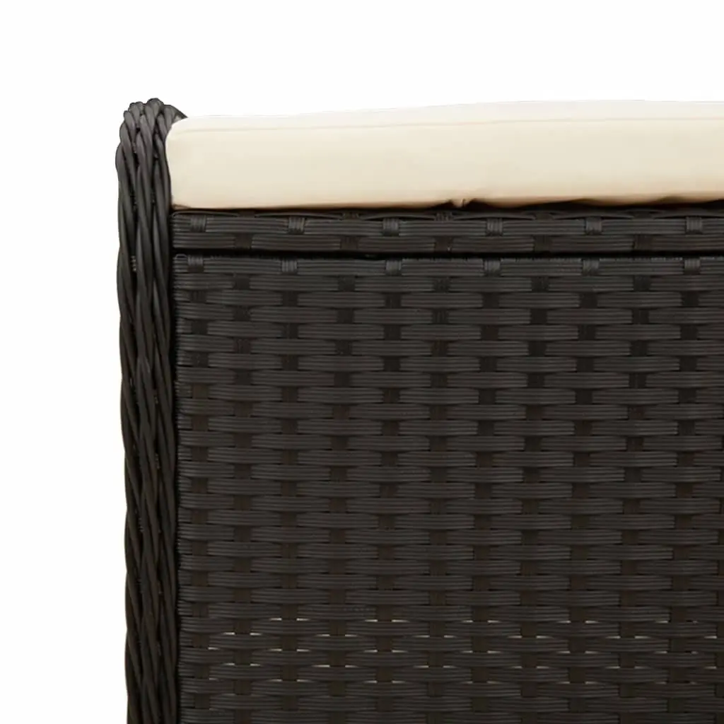 Garden Stool Outdoor Foot Rest 58 x 46 x 46 cm Black Poly Rattan