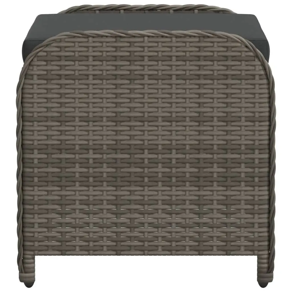 Garden Stool Outdoor Foot Rest 58W x 46D x 46H cm Grey Poly Rattan Padded Seat
