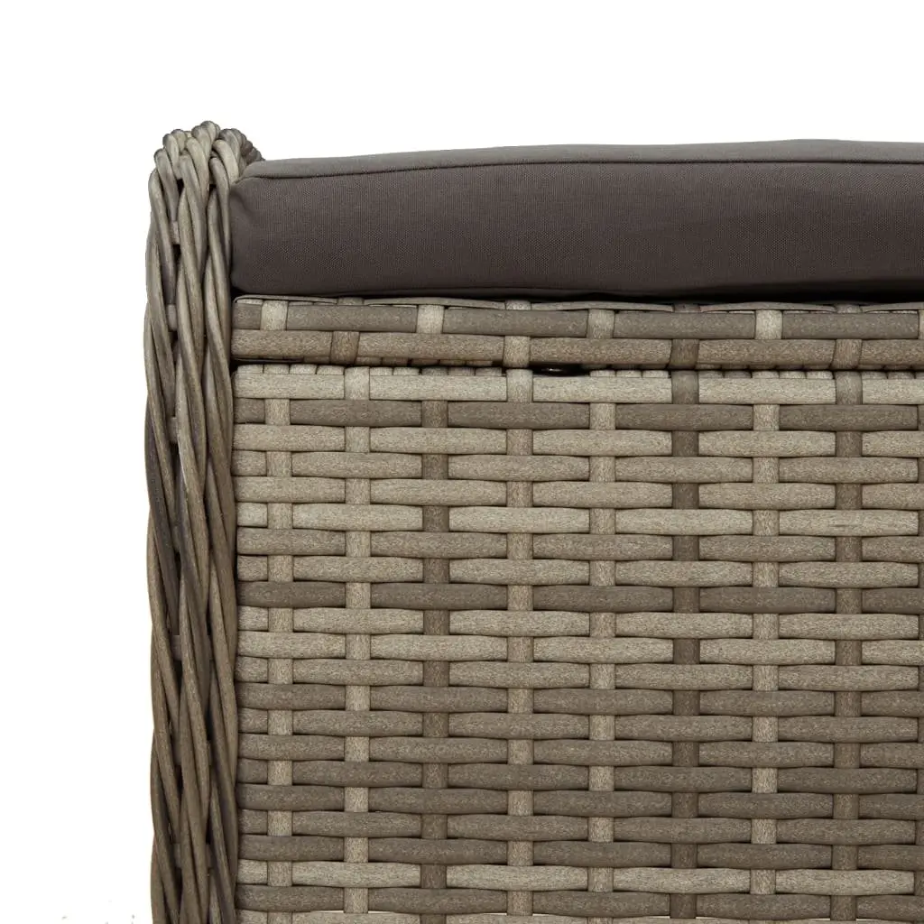 Garden Stool Outdoor Foot Rest 58W x 46D x 46H cm Grey Poly Rattan Padded Seat