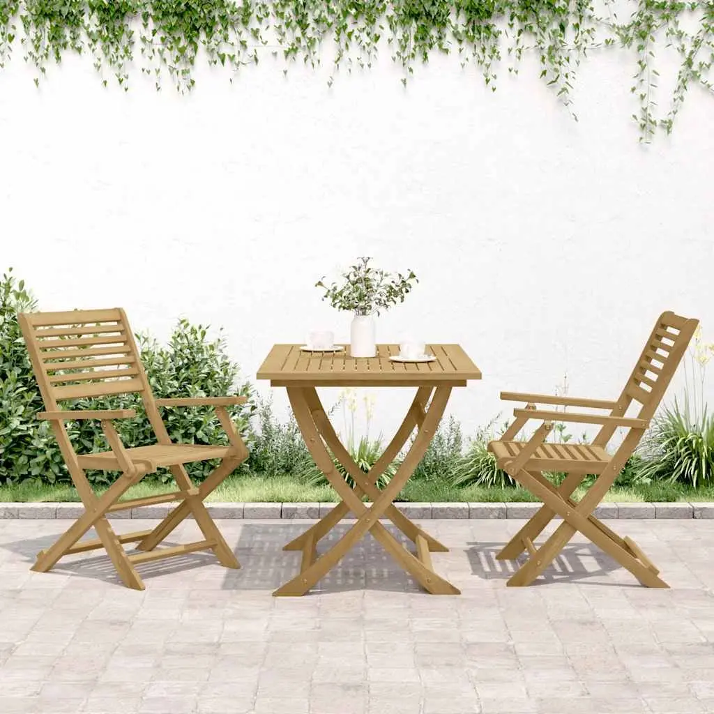 Folding Outdoor Chairs Set of 2 Solid Wood Garden Patio Seating Brown 54.5 x 61.5 x 86.5 cm