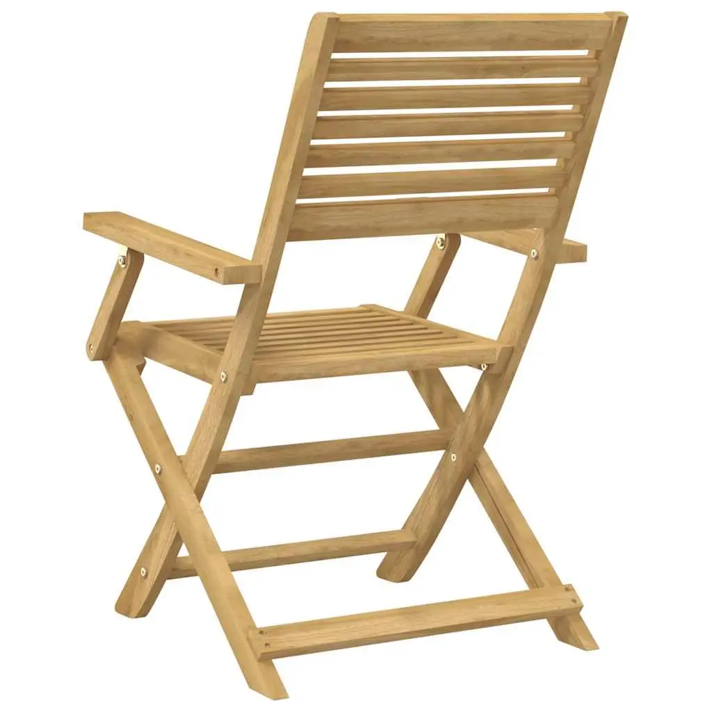 Folding Outdoor Chairs Set of 2 Solid Wood Garden Patio Seating Brown 54.5 x 61.5 x 86.5 cm