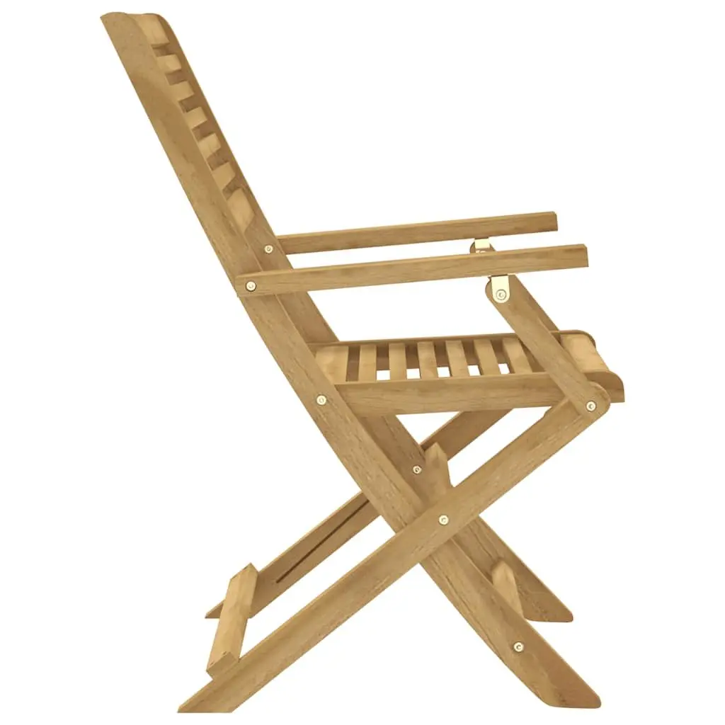 Folding Outdoor Chairs Set of 2 Solid Wood Garden Patio Seating Brown 54.5 x 61.5 x 86.5 cm