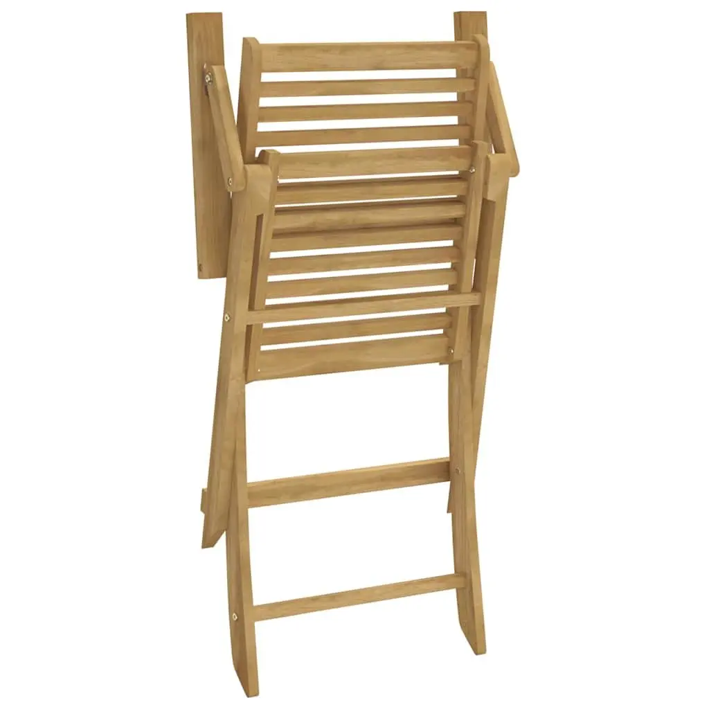 Folding Outdoor Chairs Set of 2 Solid Wood Garden Patio Seating Brown 54.5 x 61.5 x 86.5 cm