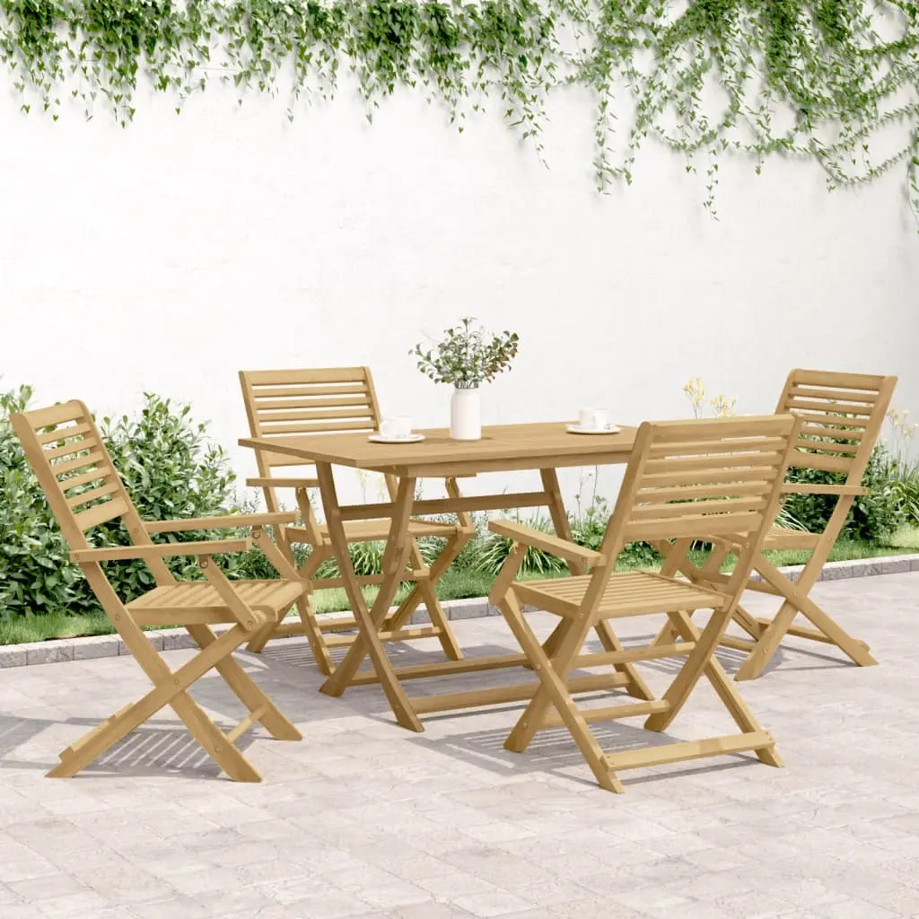 Folding Outdoor Chairs Set 4 pcs Garden Patio Seating Acacia Wood Brown