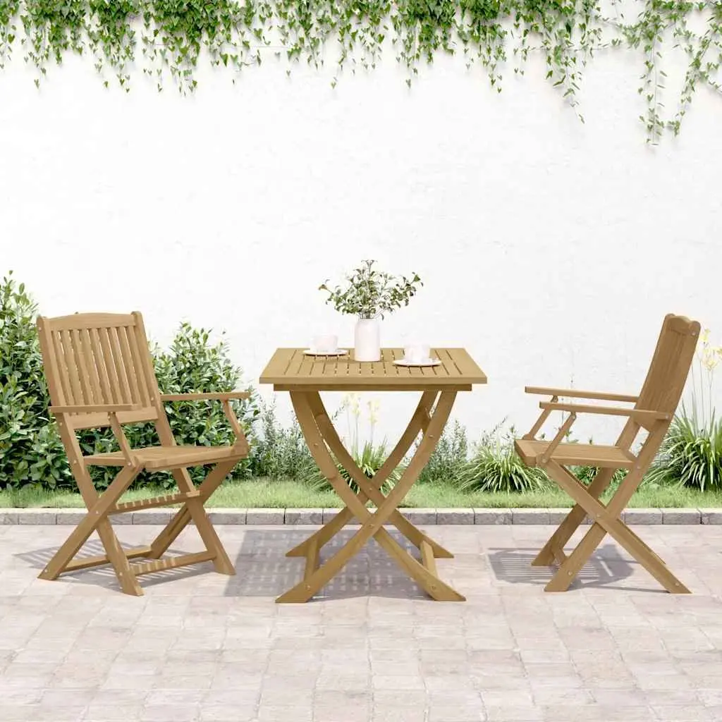 Folding Garden Chairs Outdoor Seating 2 Pcs Solid Wood Backrest Armrests Brown