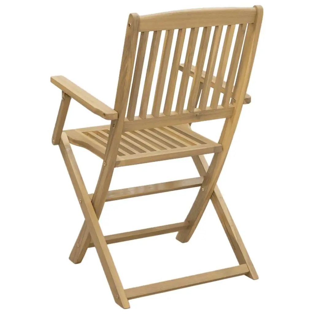 Folding Garden Chairs Outdoor Seating 2 Pcs Solid Wood Backrest Armrests Brown