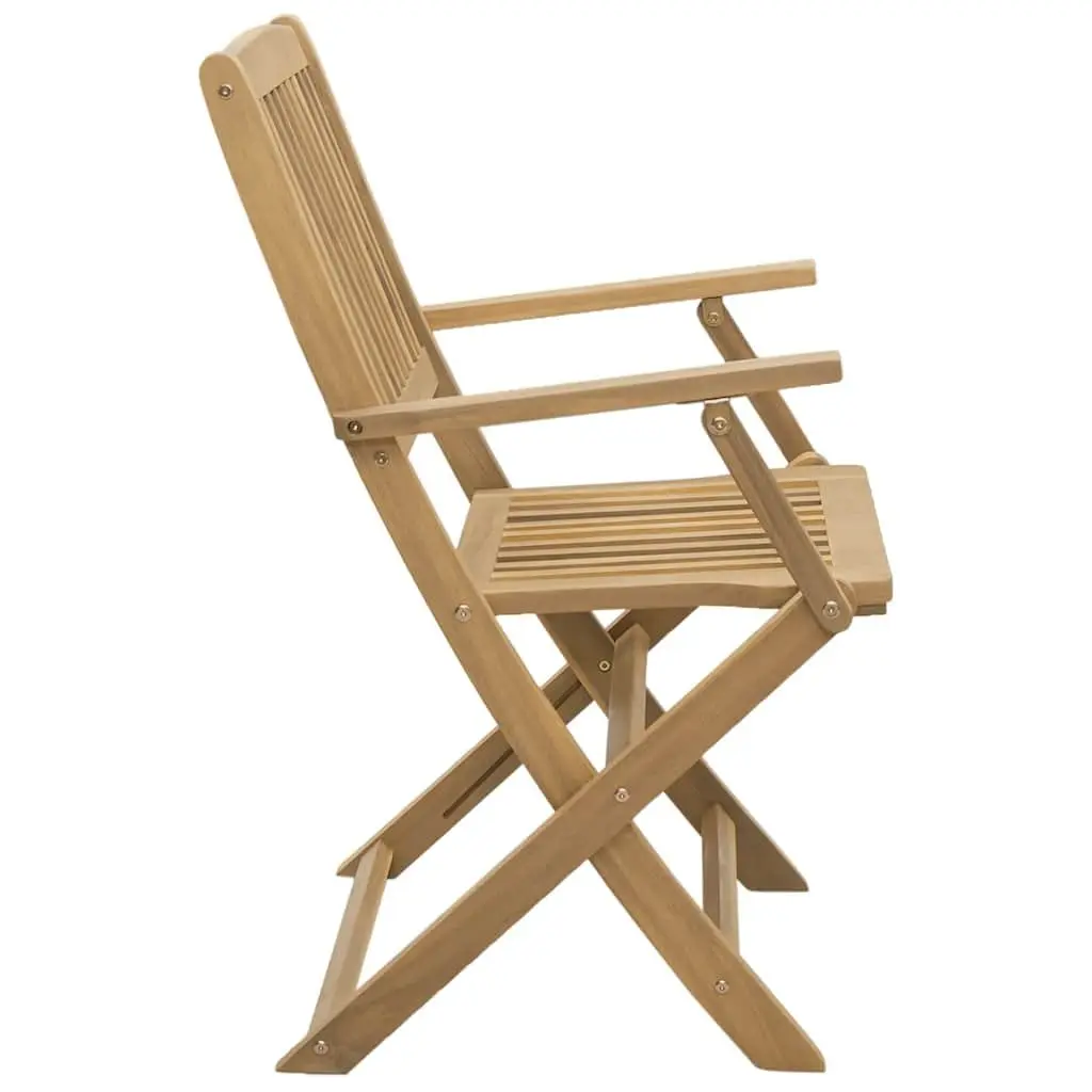 Folding Garden Chairs Outdoor Seating 2 Pcs Solid Wood Backrest Armrests Brown