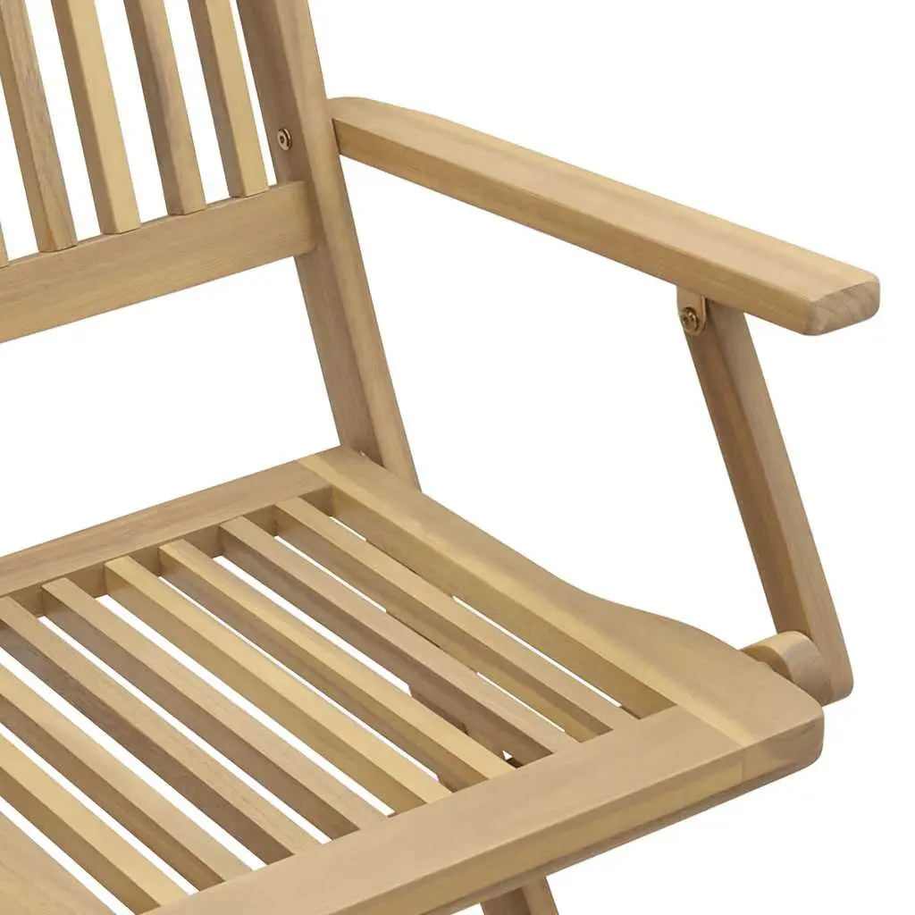Folding Garden Chairs Outdoor Seating 2 Pcs Solid Wood Backrest Armrests Brown