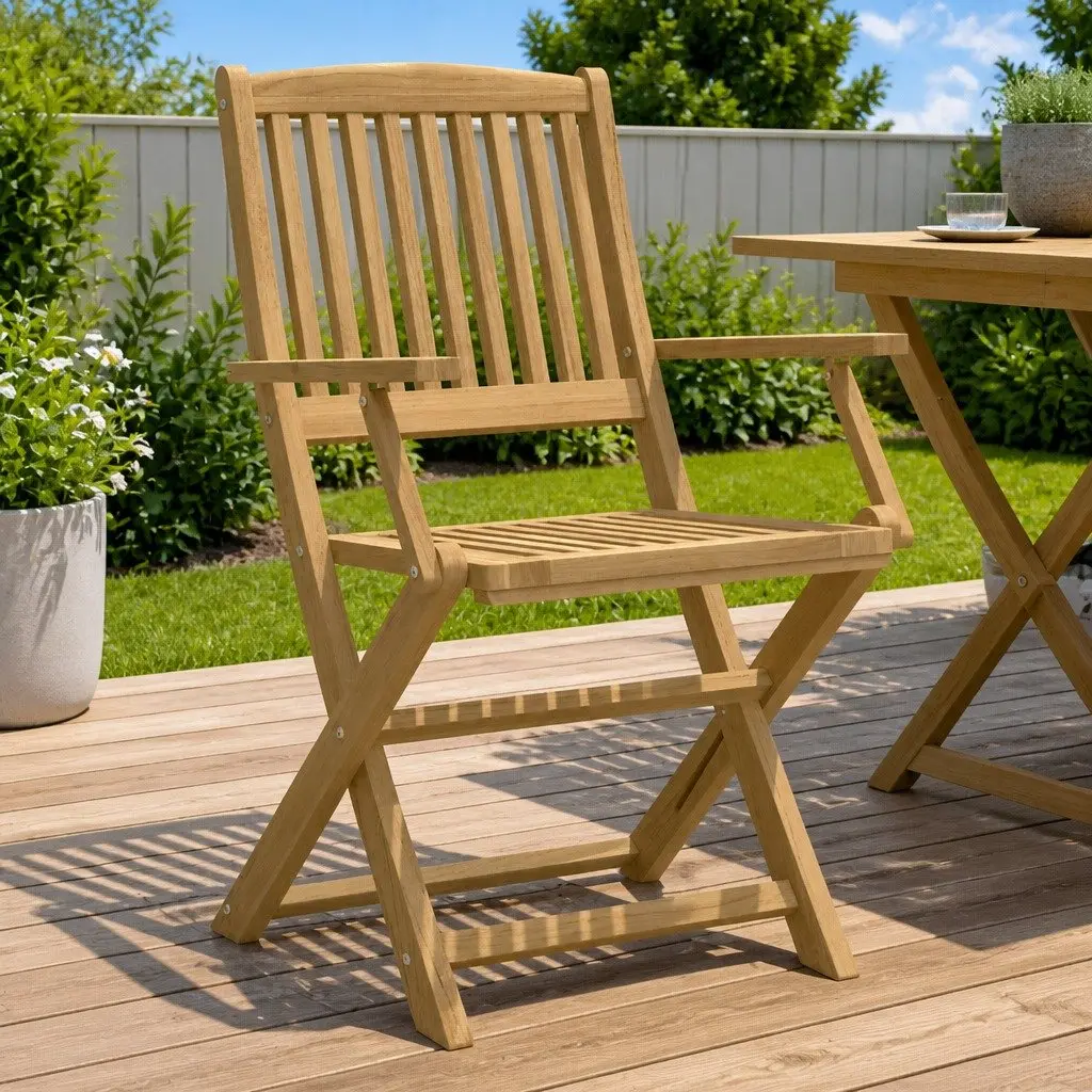 Folding Outdoor Chairs Garden Patio Seating 4 Piece Brown Solid Wood