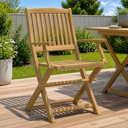 Folding Outdoor Chairs 4 pcs Brown Solid Wood Garden Patio Seating Armrest