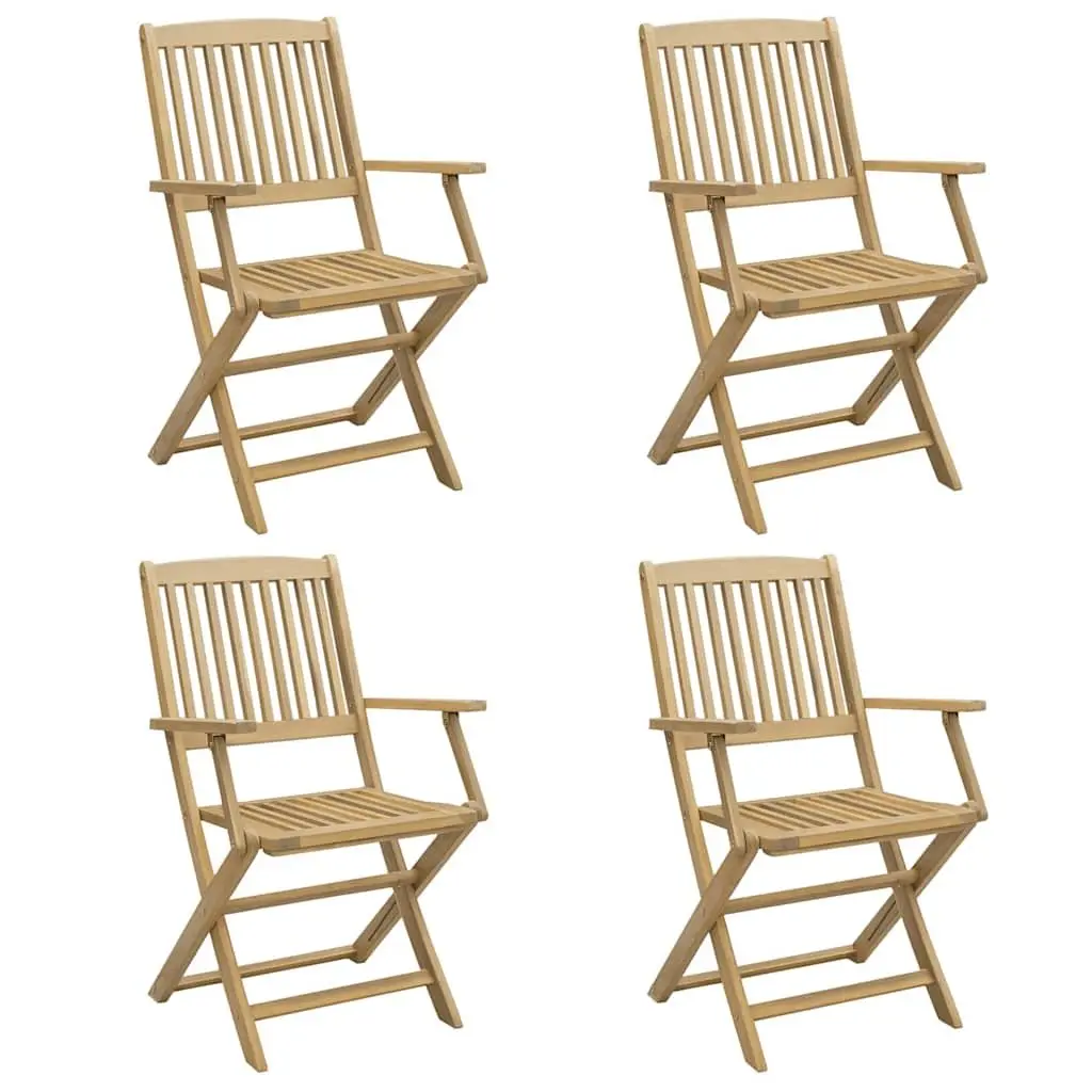 Folding Outdoor Chairs Garden Patio Seating 4 Piece Brown Solid Wood