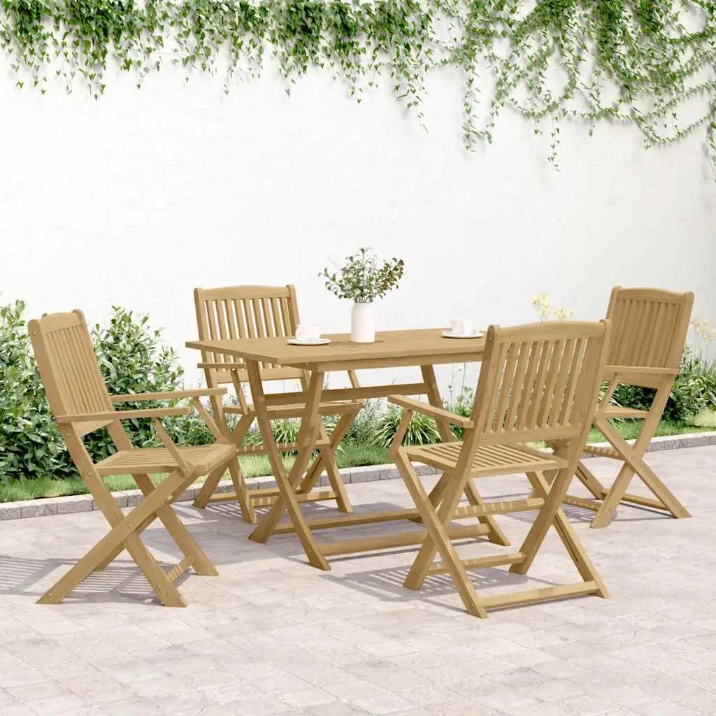 Folding Outdoor Chairs Garden Patio Seating 4 Piece Brown Solid Wood