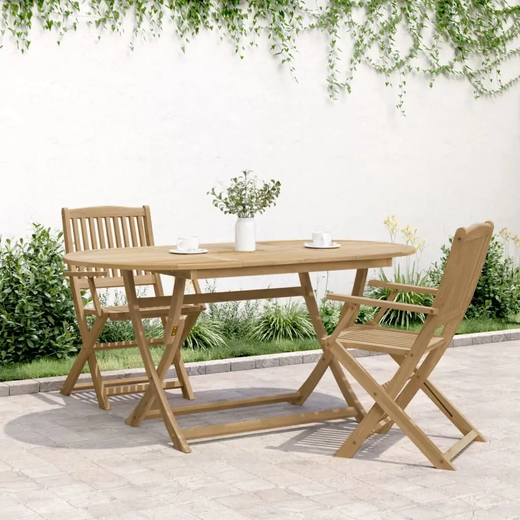 Folding Garden Table Outdoor Dining 160x85x75 cm Brown Wood