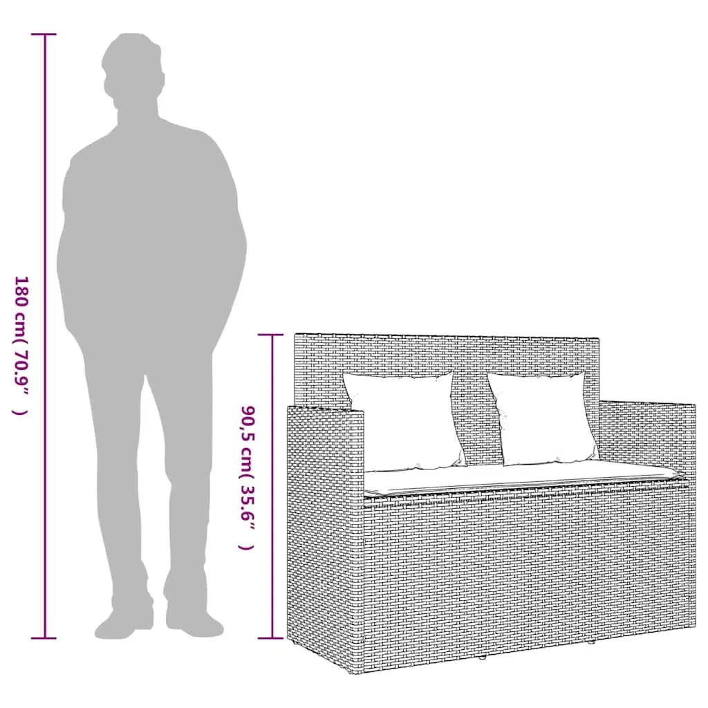 Garden Bench Poly Rattan Black Outdoor Storage Seating with Cushioned Lid