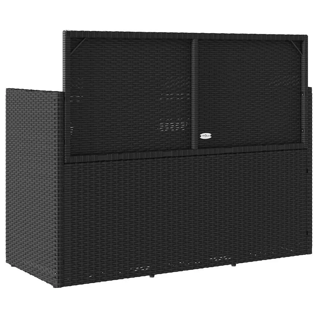 Garden Bench Poly Rattan Black Outdoor Storage Seating with Cushioned Lid
