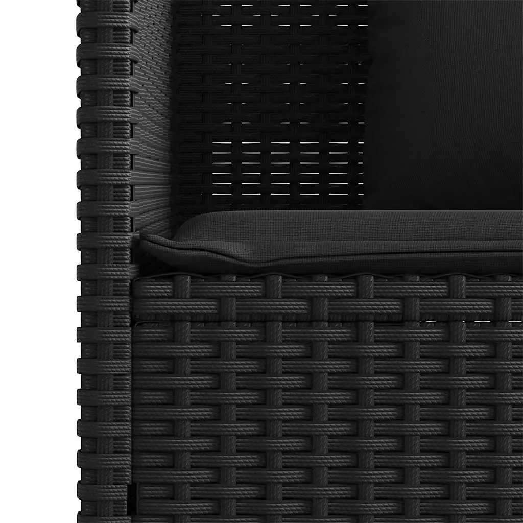 Garden Bench Poly Rattan Black Outdoor Storage Seating with Cushioned Lid