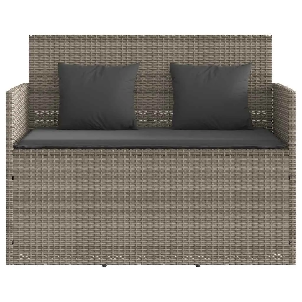 Garden Bench Storage Grey Poly Rattan Outdoor Seating Furniture