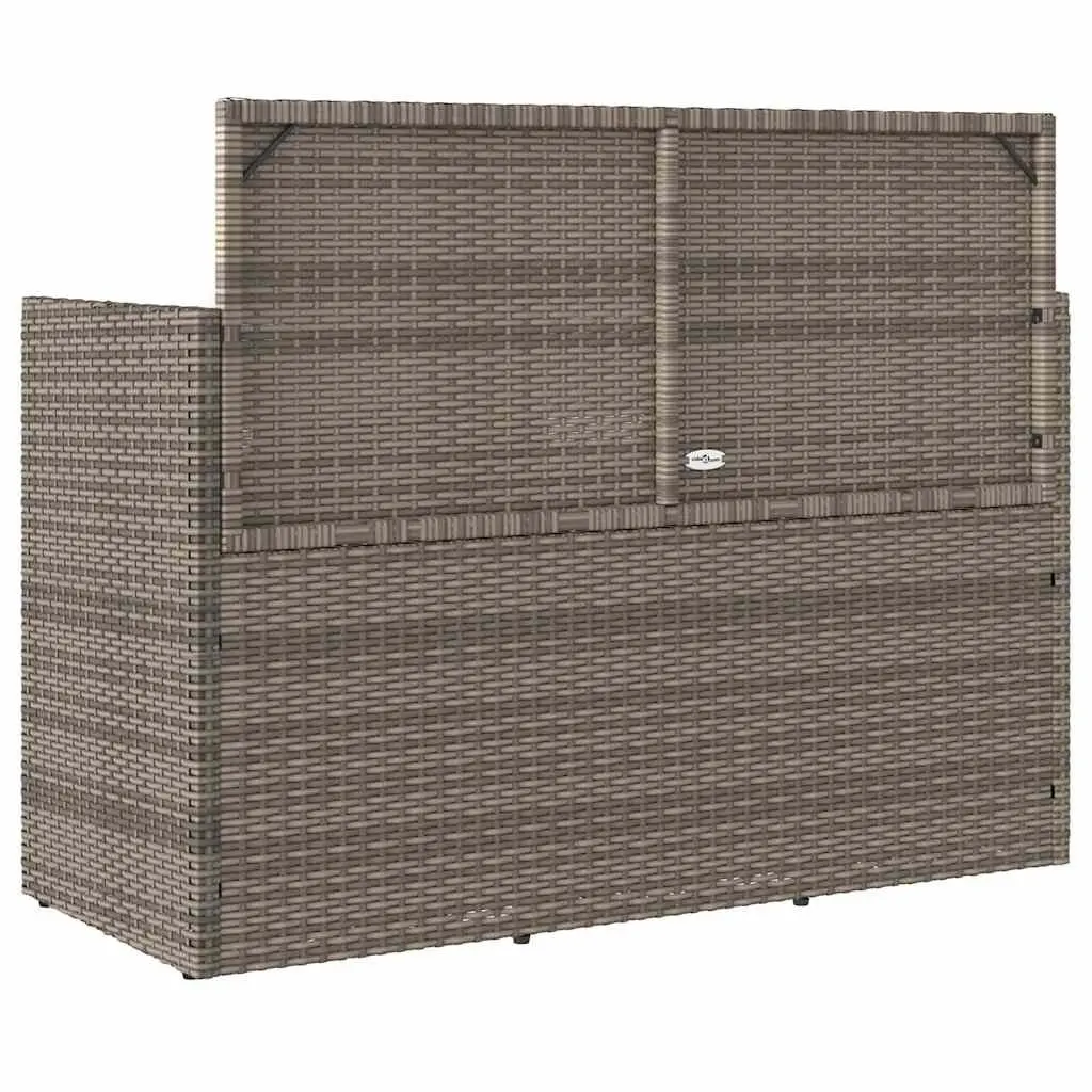 Garden Bench Storage Grey Poly Rattan Outdoor Seating Furniture