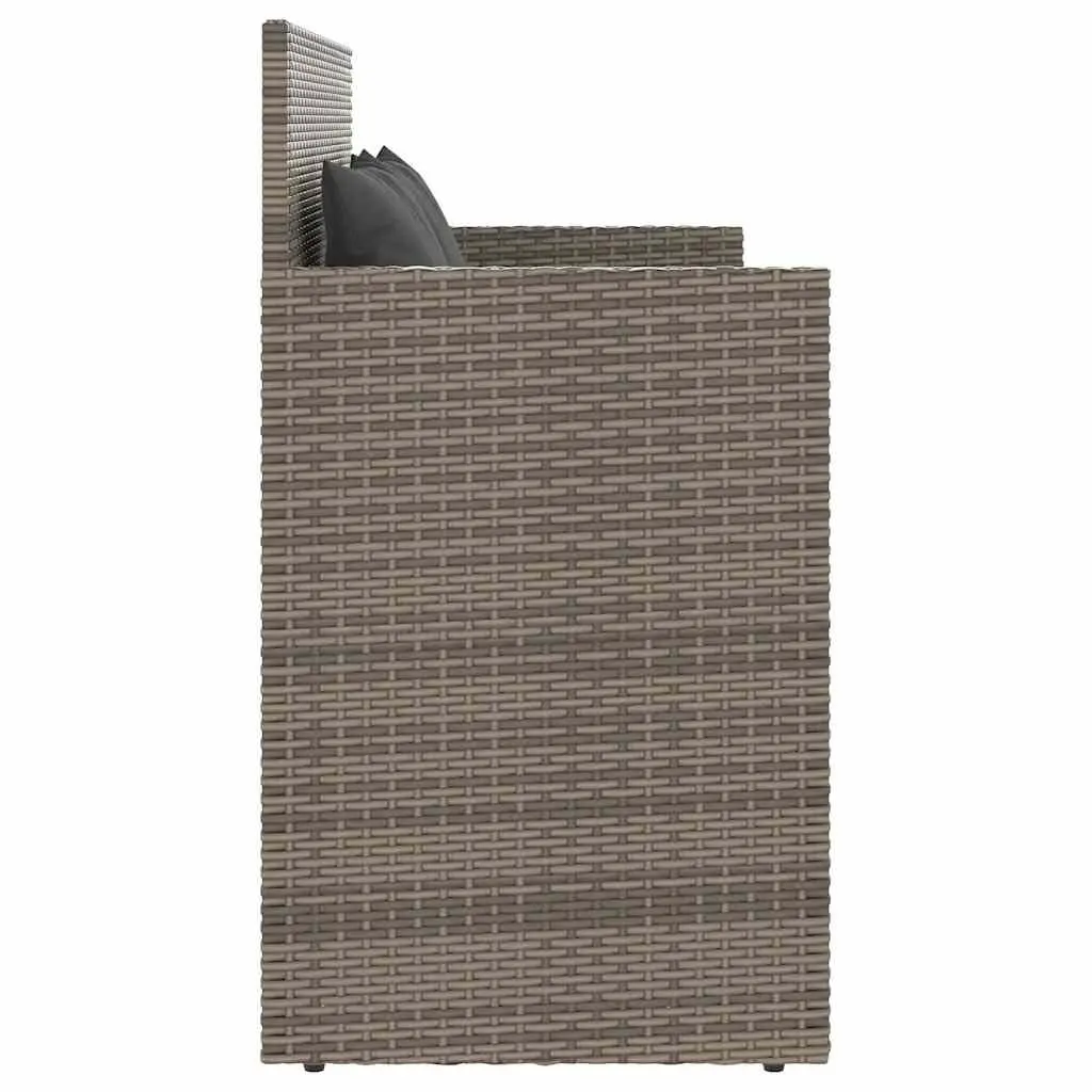 Garden Bench Storage Grey Poly Rattan Outdoor Seating Furniture