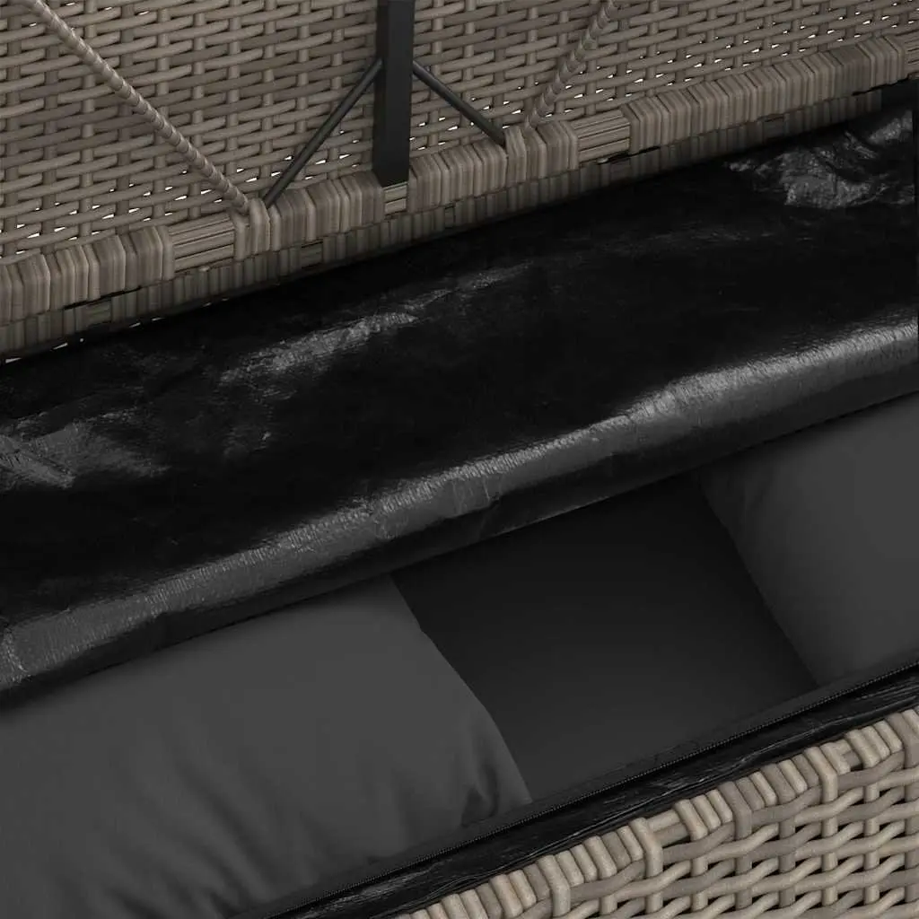 Garden Bench Storage Grey Poly Rattan Outdoor Seating Furniture