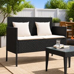 Comfortable Black Garden Bench with Convenient Storage