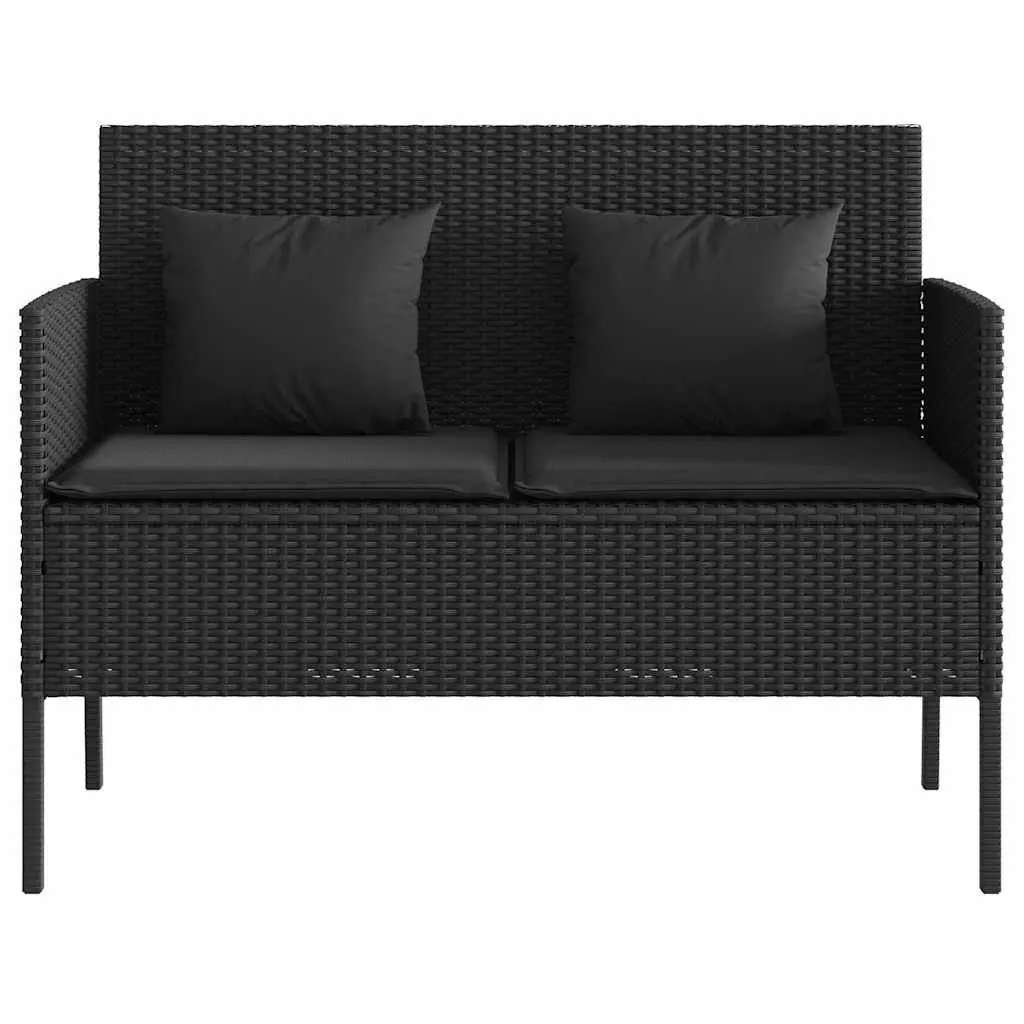 Outdoor Garden Bench Storage Cushion PE Rattan Black