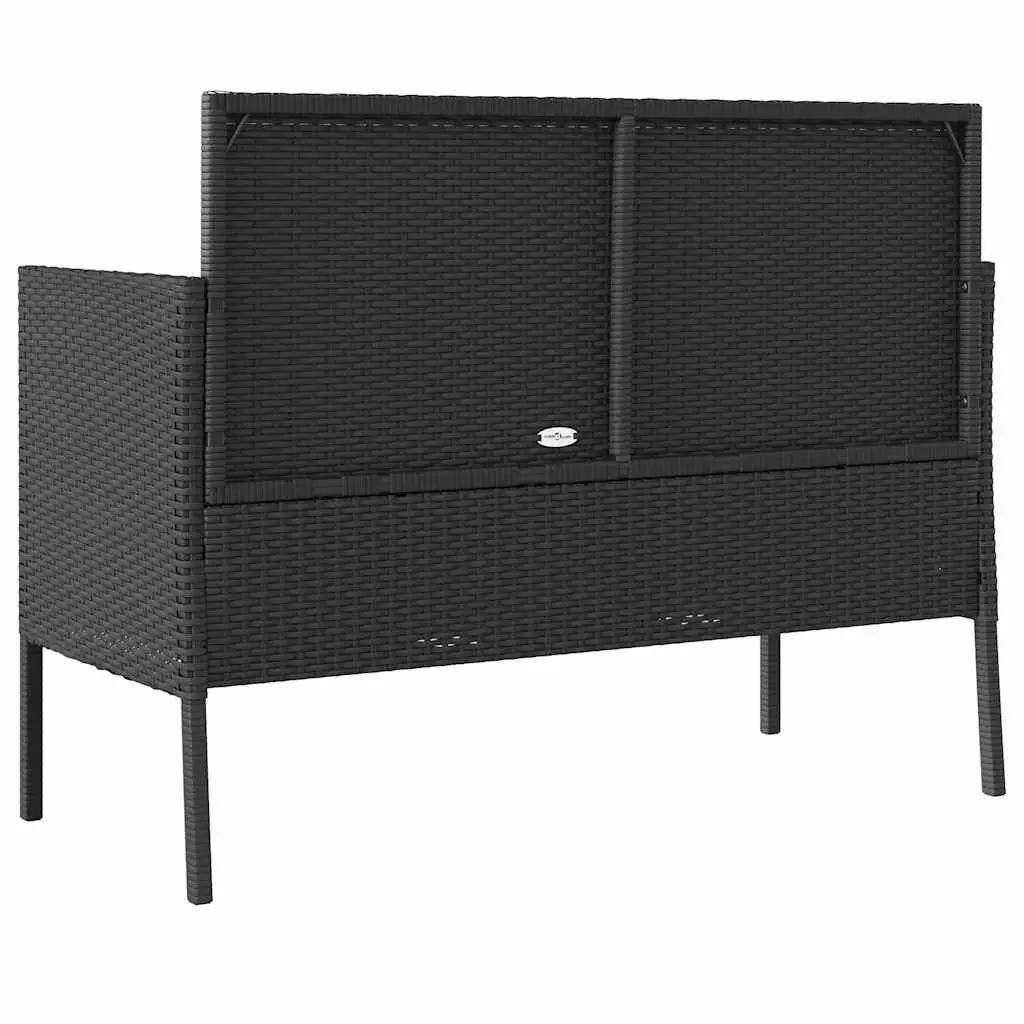Outdoor Garden Bench Storage Cushion PE Rattan Black