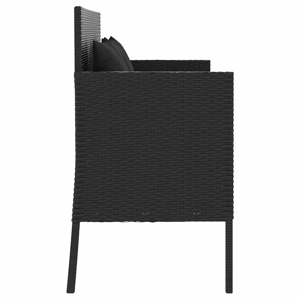 Outdoor Garden Bench Storage Cushion PE Rattan Black