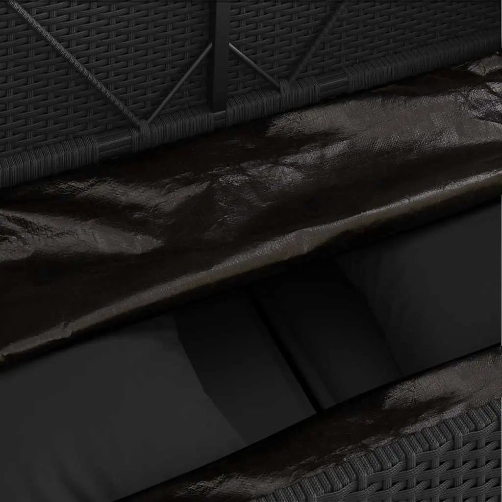 Outdoor Garden Bench Storage Cushion PE Rattan Black