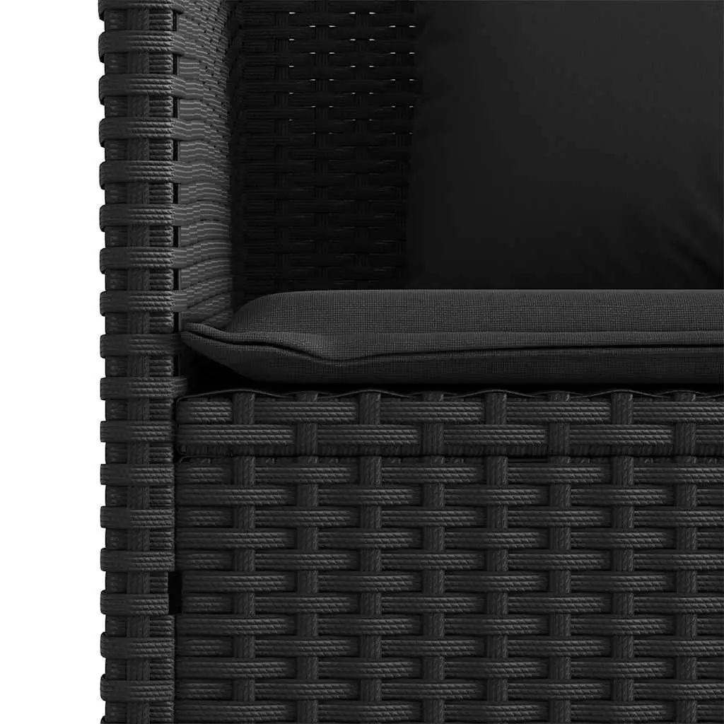 Outdoor Garden Bench Storage Cushion PE Rattan Black