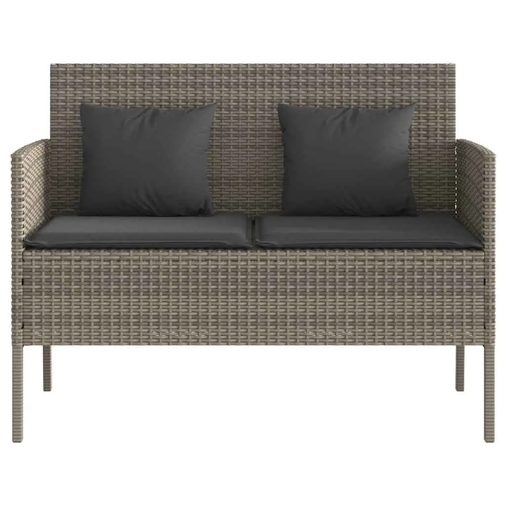 Garden Bench Storage Cushion Outdoor Seating Grey Poly Rattan