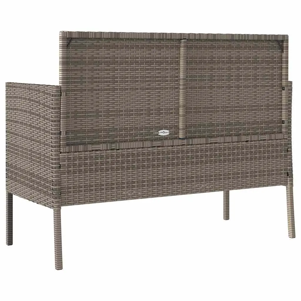 Garden Bench Storage Cushion Outdoor Seating Grey Poly Rattan