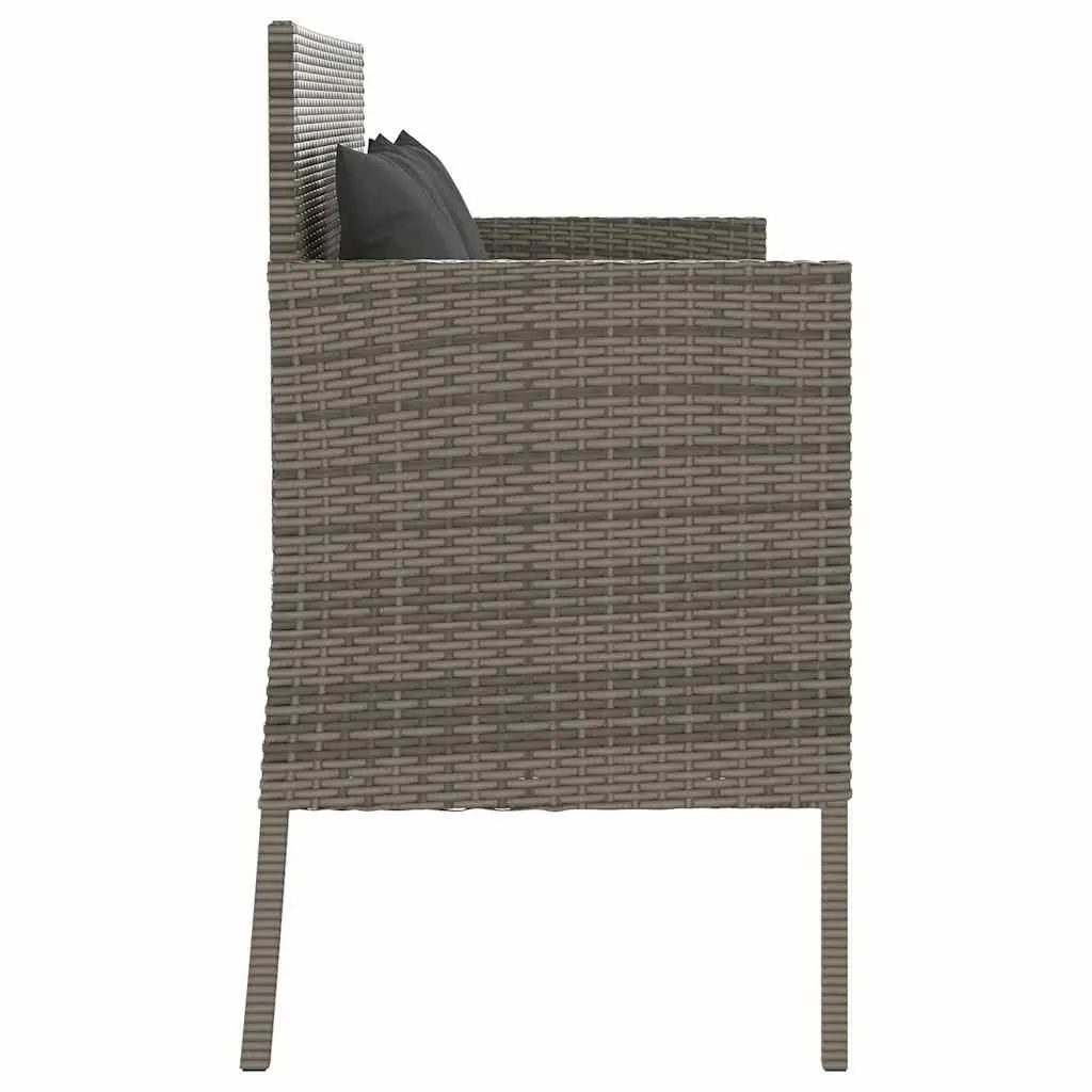 Garden Bench Storage Cushion Outdoor Seating Grey Poly Rattan