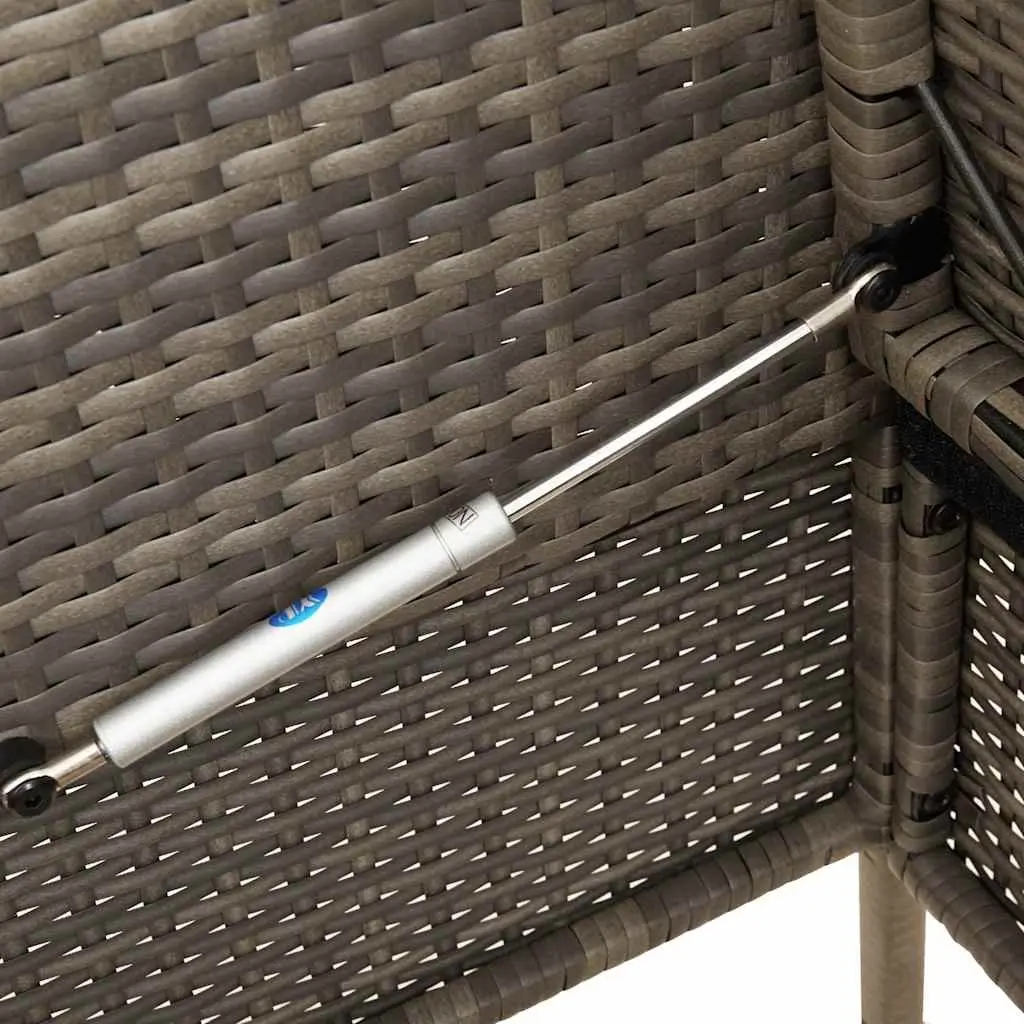 Garden Bench Storage Cushion Outdoor Seating Grey Poly Rattan