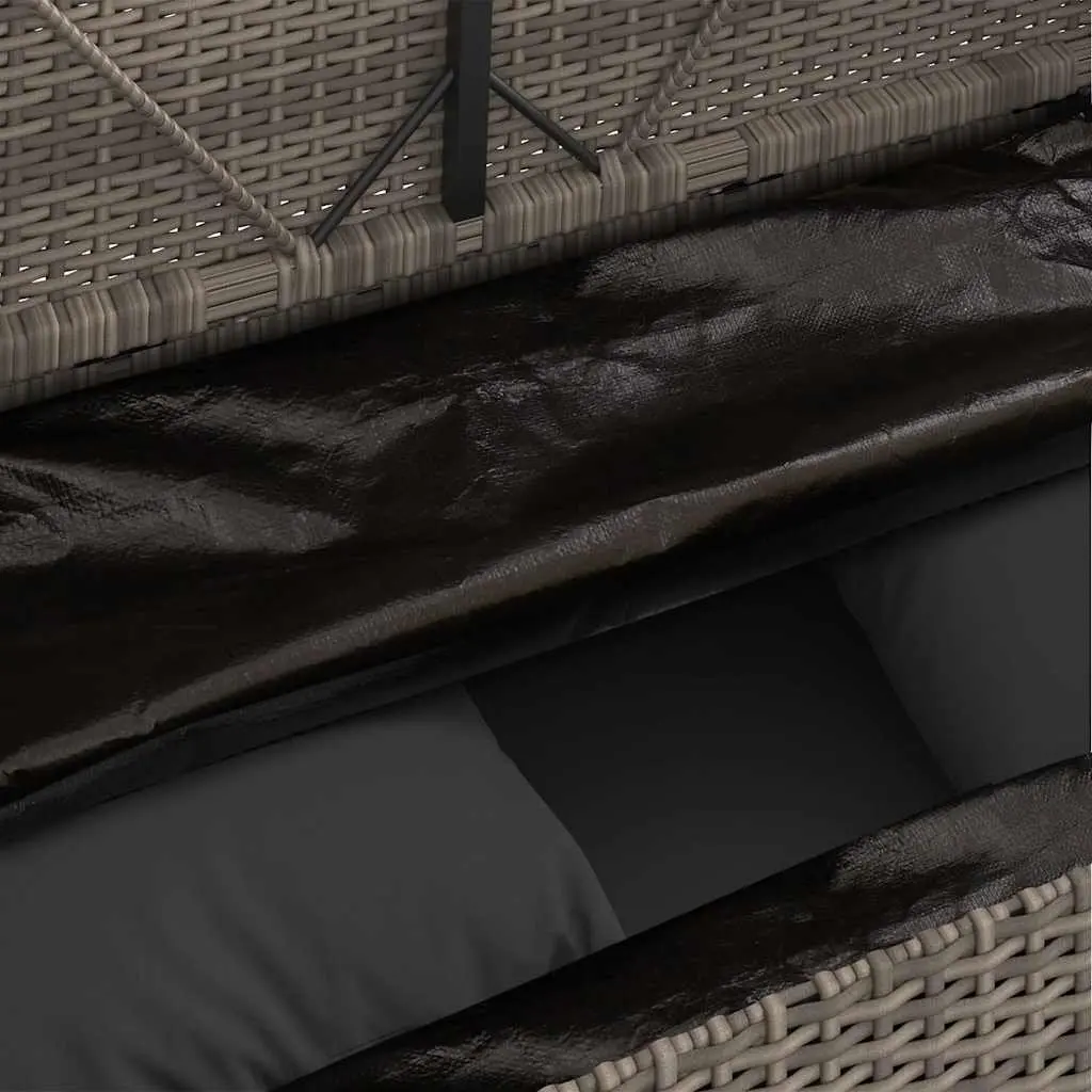 Garden Bench Storage Cushion Outdoor Seating Grey Poly Rattan