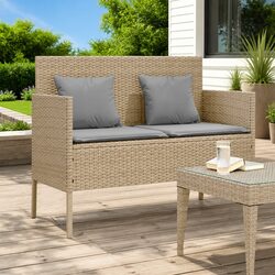 Beige Garden Bench: Comfort Meets Practical Storage