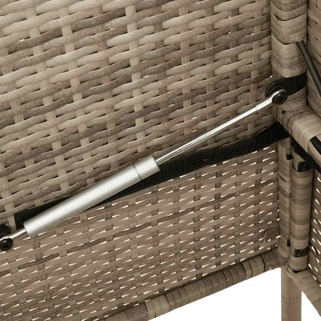 Garden Bench Storage Outdoor Seating Beige Poly Rattan with Padded Cushion