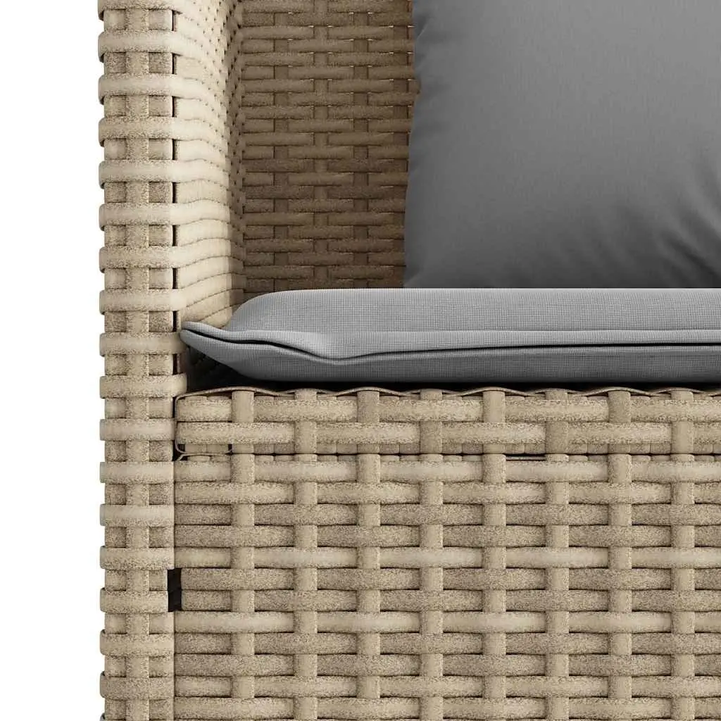 Garden Bench Storage Outdoor Seating Beige Poly Rattan with Padded Cushion