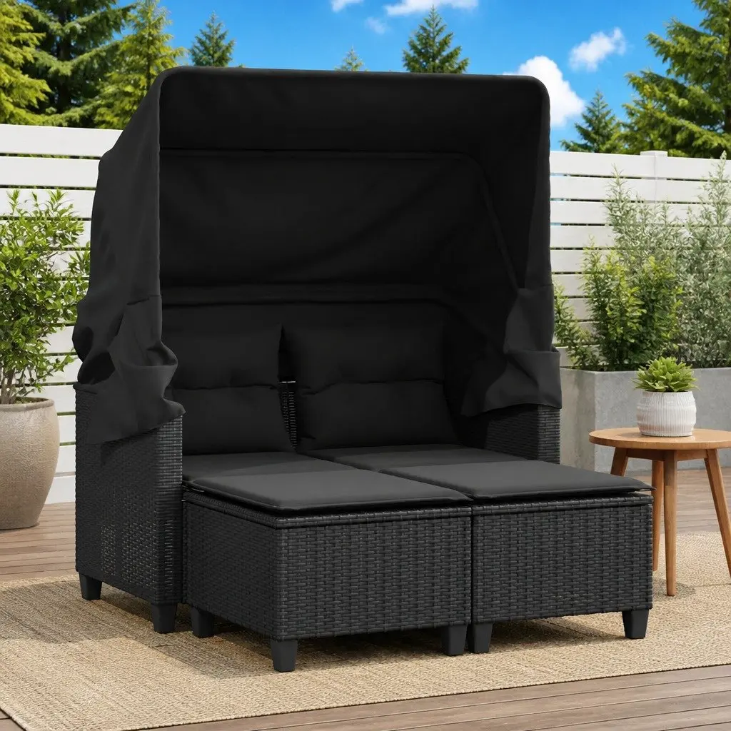 Outdoor 2-Seater Sofa Set with Canopy