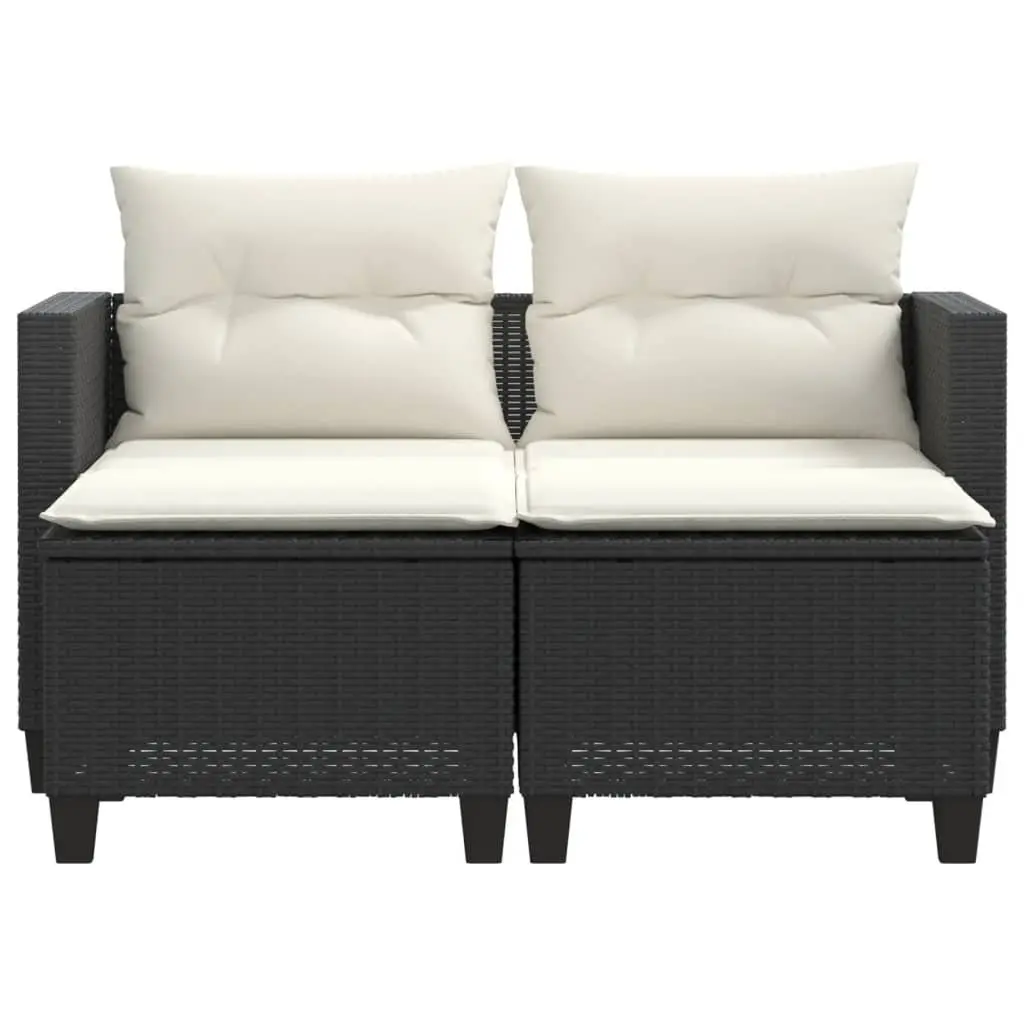 Black Outdoor Garden Sofa Set with Stools